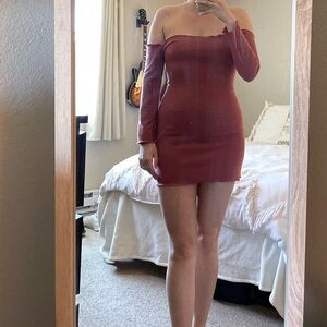 LF Pink/mauve off the shoulder mini dress